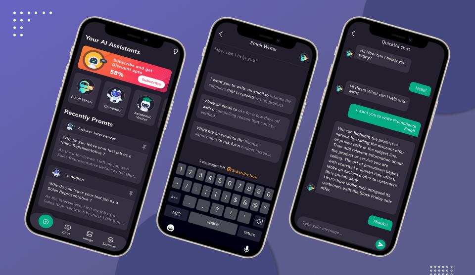 QUICKL: ChatGPT Flutter App with AdMob & Plans