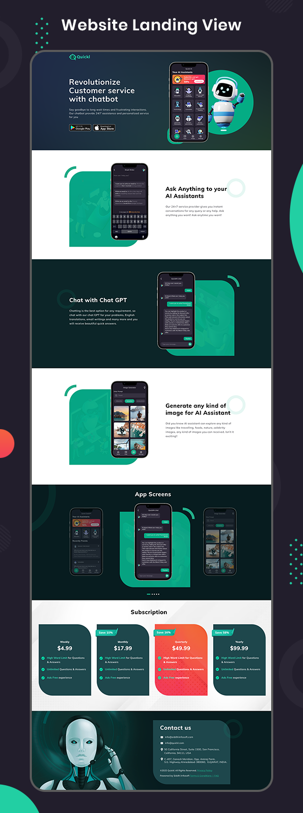 QUICKL - ChatGPT Flutter Full Application With ADMOB | Subscription Plan - 6